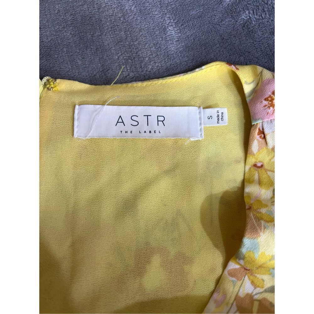 ASTR The Label Midi Dress Womens Small Yellow Rust Martina Floral Ruched NWT - Picture 5 of 14